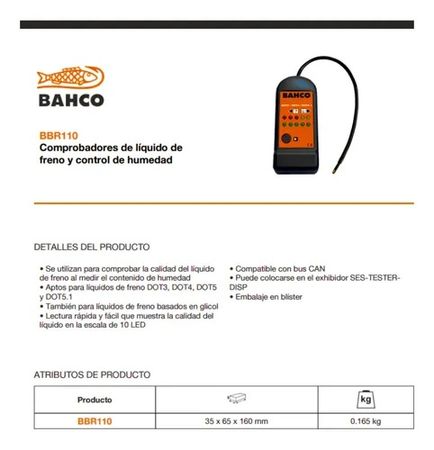 Tester Bahco LED para Líquido de Freno y Humedad