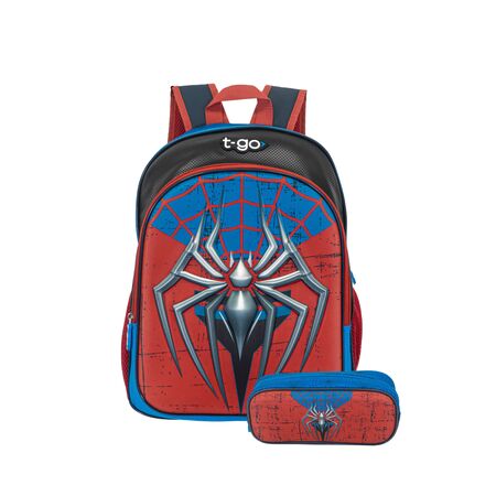 Mochila Escolar Reforzada + Cartuchera Araña Nene Varon Primaria