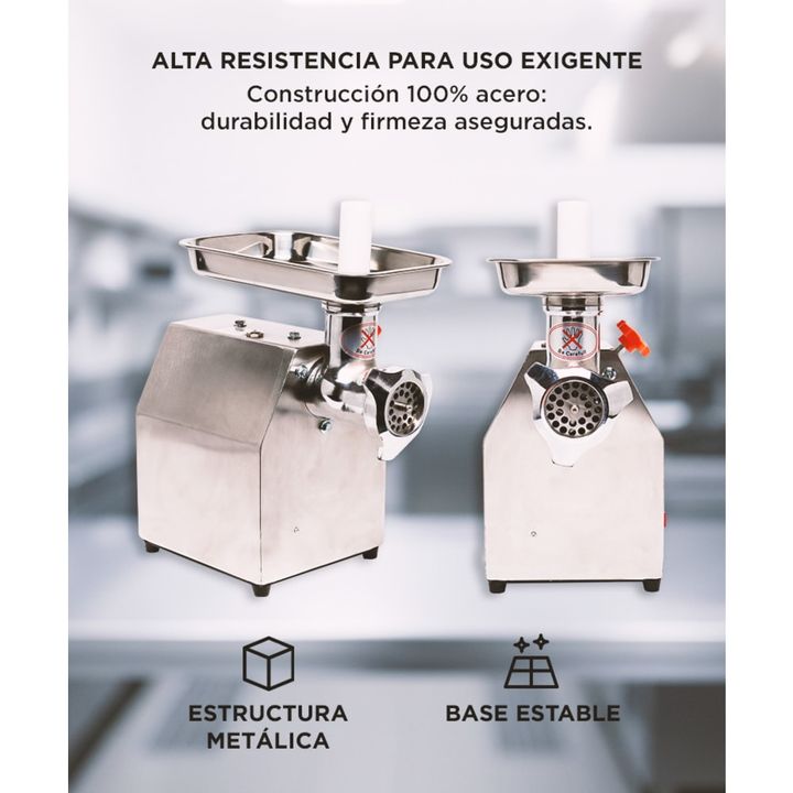 Picadora De Carne Industrial 1 Hp Gadnic Big-P Acero Inoxidable - Vista 4