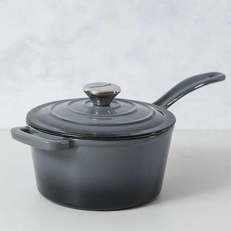 Cacerola de hierro enlozado con mango y tapa gris Feuer