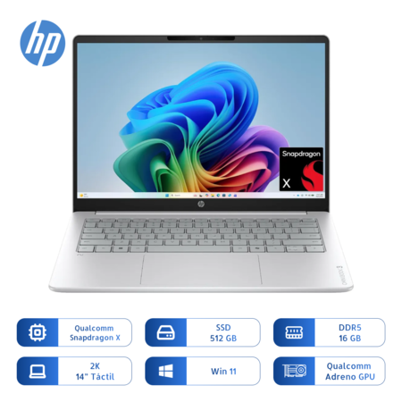 Notebook Hp Omnibook 3 14-hz0005 Snapdragon X 16gb Ram 512gb Ssd 14 Pulg Tactil Gris