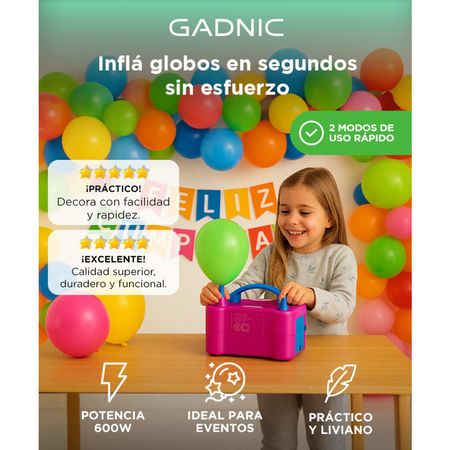 Inflador De Globos Eléctrico Gadnic 2 Inyectores 600W