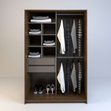 Vestidor 1,20m 2 Cajones Nogal L.|gris C. Tables