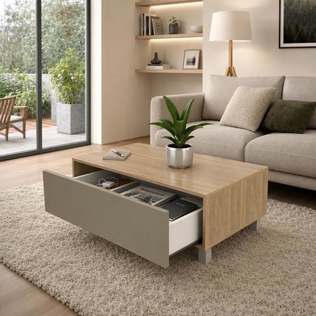 Mesa Ratona DS Home con Cajón Oculto Olmo Gris 91x36x60 cm