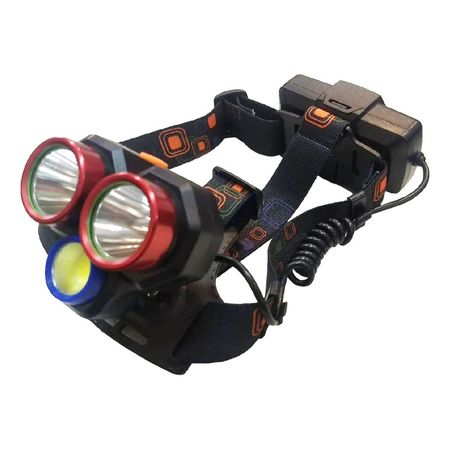Linterna Minero Vincha De Cabeza Led Usb Bateria De 3 Luces Negro Blanco