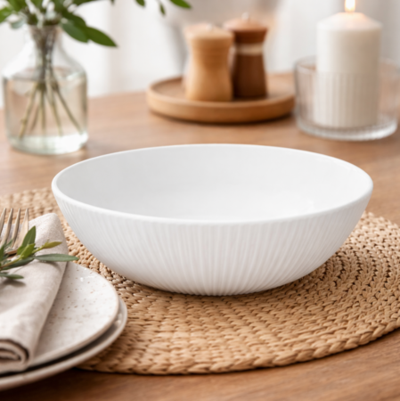 Set x6 platos hondos opal blanco templado