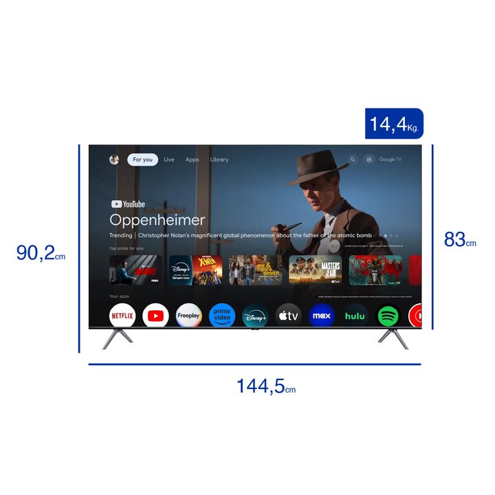 Smart TV Hyundai 65" Qled 4K UHD Android TV - Vista 2