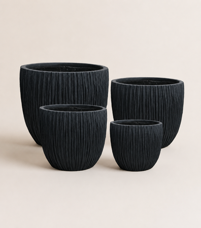 Set x4 porta maceta Fiberclay | Negro