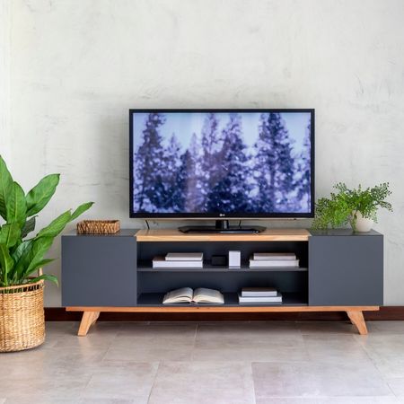 Mueble TV con puertas 1,50 Escandinavo Grafito (TVKALI15M3EU)