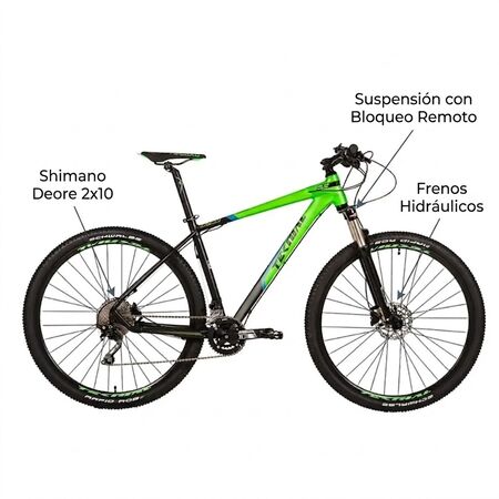 Bicicleta MTB Teknial Tarpan SL R29 20V Talle M Shimano Deore Neg/Ver Disco Hidr.