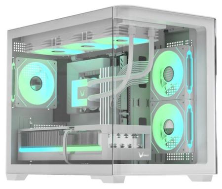 GABINETE GAMER FORMULA V LINE CRYSTAL U2M FLOE WHITE (M-ATX, 3 FANS FLOE 12WH ARPW)