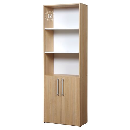 MUEBLE BIBLIOTECA MESINA 5 ESPACIOS CON 2 PUERTAS HICKORY / BLANCO
