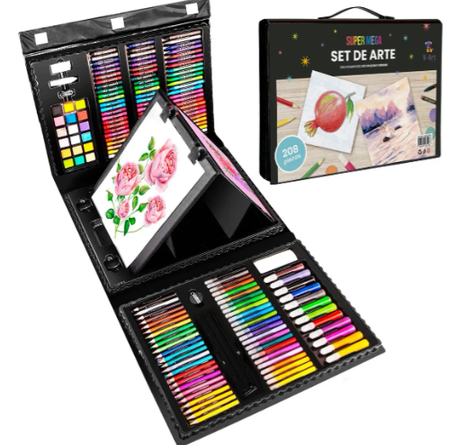 Set  208 piezas valija arte infantil dibujo pintura