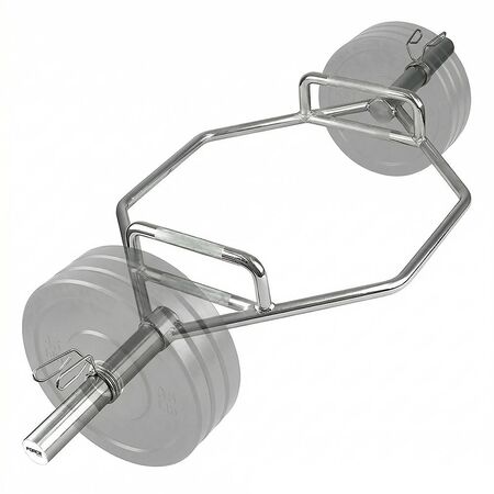 Trap Bar Olimpica Force By Gadnic Hexagonal 50mm Acero Macizo Cromado 145cm 22kg 