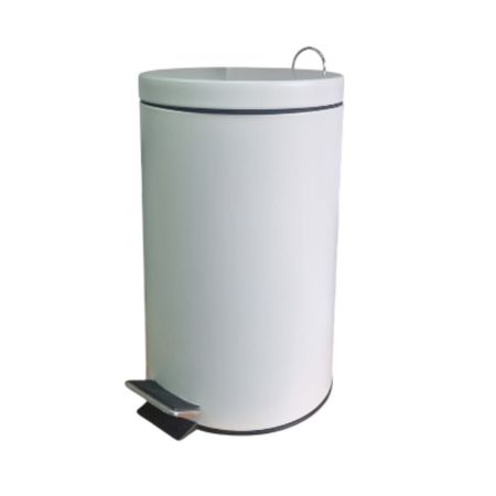 Tacho Basura 12 Lt Cesto Acero Inoxidable Cierre Lento Pedal Color blanco