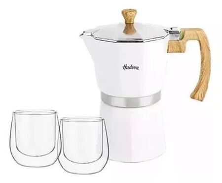 SET CAFETERA TIPO ITALIANA BLANCO C/2 VASOS