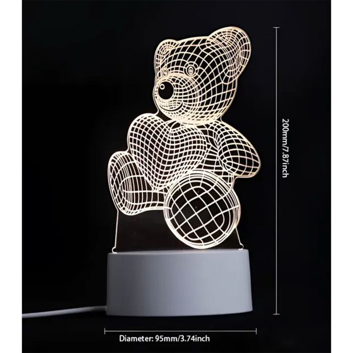 Lampara LED 3D – Figura OSITO– Luz Calida USB - Vista 3