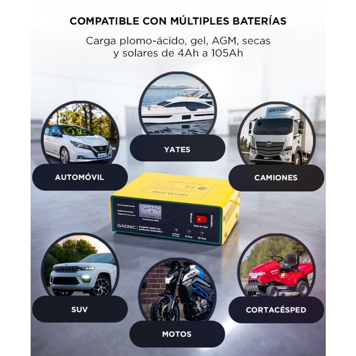 Cargador Automático de Batería Gadnic para Vehículos Tensión 6V 12V - Vista 4