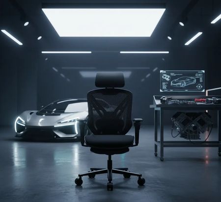 Silla Gamer Cougar Speeder Neo Ergonomica Reposapies Negra Negro Tela De Malla Y Espuma