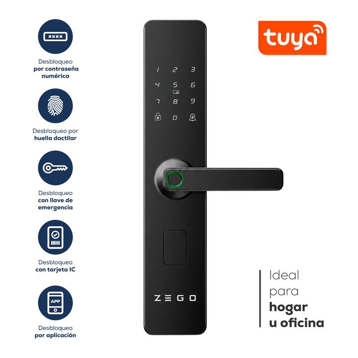 Cerradura Smart Digital Wifi Zego Tarjeta App 6068 Steel-line Negro - Vista 5