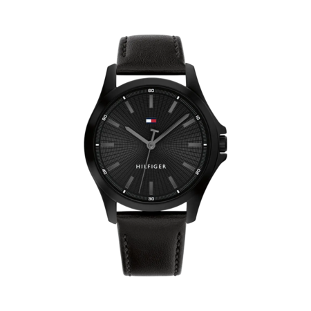 RELOJ ANALÓGICO TOMMY HILFIGER - CAJA NEGRO ACERO INOX MALLA CUERO NEGRO (RTH0761)