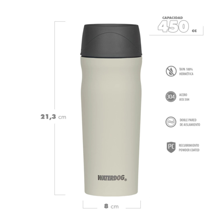 VASO WATERDOG 450CC CON TAPA PLASTICA (C:CENIZA BOSSA450CZ) - Vista 3