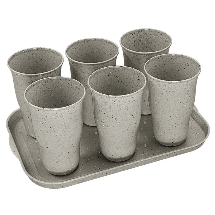 Kit De 6 Vasos Ondeados + Bandeja Enlozarte Plástica Opening - Vista 2