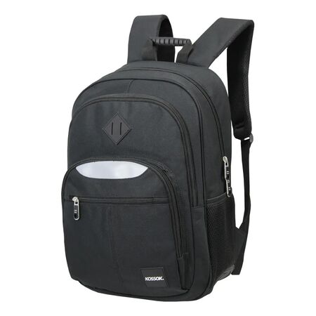 Mochila Kossok Mystic Escolar Porta Laptop Reforzada Negro Liso