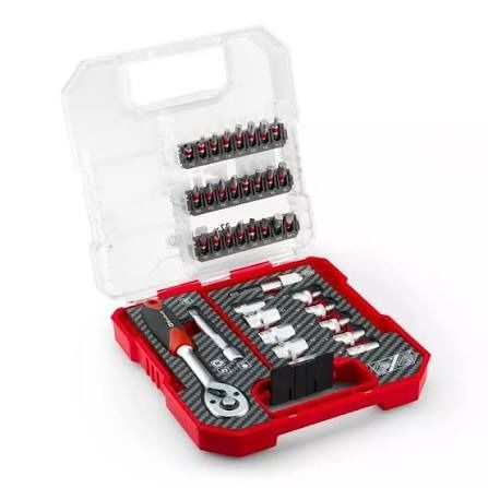 Set Einhell de Puntas y Bocas Llaves 37 Piezas con Llave Criquet