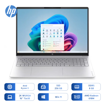 Notebook HP OmniBook 3 16-BY0015DX Ryzen 5 40 8GB 256GB SSD 16" Táctil Silver