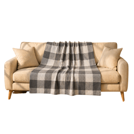 Manta Algodón Frizado Cuadrillé 150x130 Premium Gris
