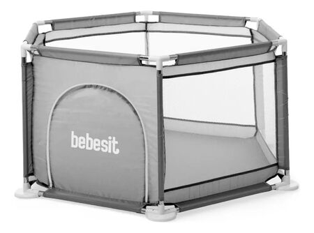 Corralito Para Ñinos Bebesit Gris Plegable Hexagonal