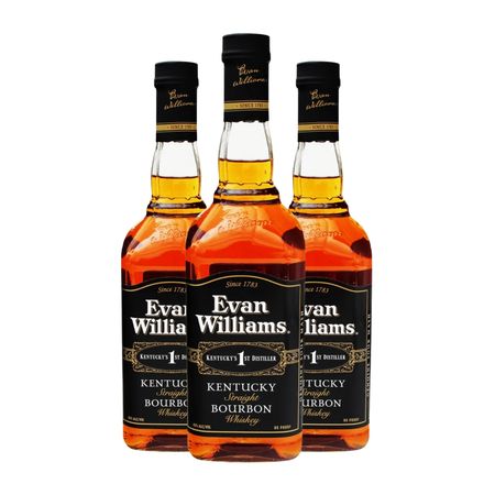 Whisky Evan Williams Black Bourbon Caja x 3