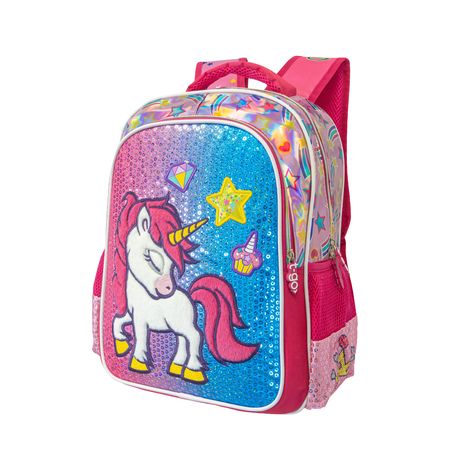 Mochila Escolar Reforzada Nena Kawaii Unicornio QD24 Fucsia