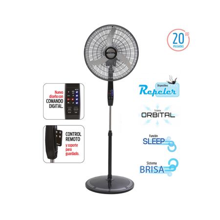 Ventilador pie 20 Liliana 90w Cromado con remoto y timer