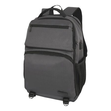 Mochila Ejecutiva Conor Kossok Reforzada Ergonomica Gris Liso