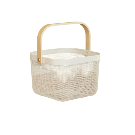 Organizador Canasto Cesto Alacena Cocina Metal Madera 24X18