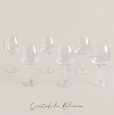  SET X 6 COPAS DE CRISTAL DE BOHEMIA ANSER
