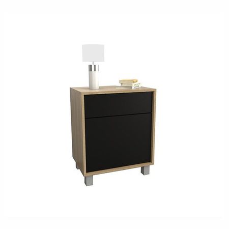 Mesa de Luz Juvenil DS Home 1 Cajon 1 Puerta Olmo Negro 52x63x36 cm