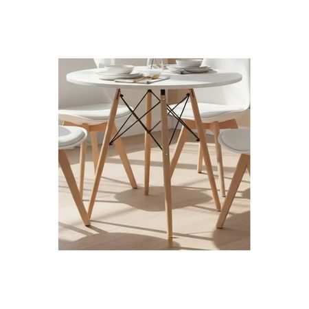 Juego De Comedor Mesa Eames 120cm+4 Sillas Tulip Blanco