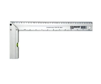 Escuadra Aluminio 35cm 90° Lusqtoff L7012 Con Nivel Burbuja Plateado