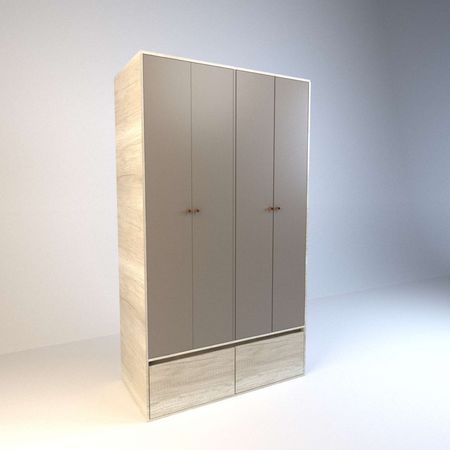 Placard de Abrir 1,2m 4 Puertas 2 Cajones 2 Zapateros Nevado Gris C. Tables