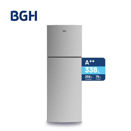 HELADERA BGH INVERTER TOP MOUNT DE 338 LITROS ACERO INOXIDABLE