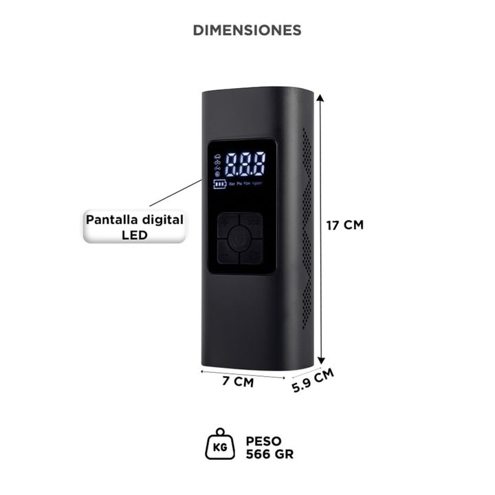 Inflador Portatil Gadnic Bateria Auto 6000mah - Vista 6