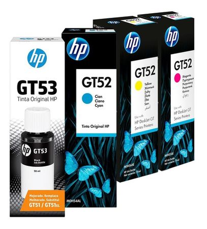 Kit De Botellas De Tinta Hp Gt53 Negro + Gt52 Color Original