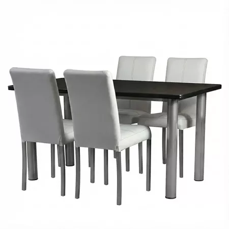 JUEGO DE COMEDOR PRAGA X 4 PLATINO TIZA MUEBLES AIMARETTI