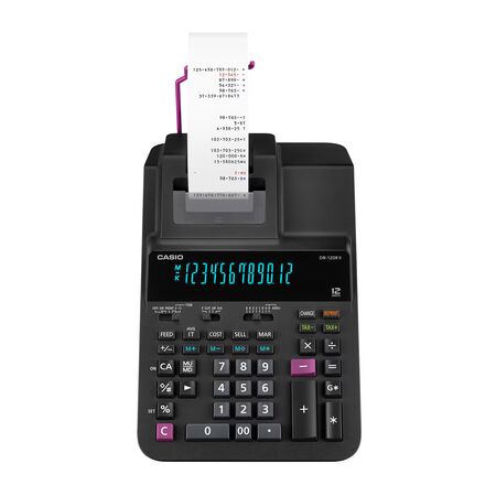 CALCULADORA SUMADORA IMPRESORA CASIO 12 DIGITOS 2 COLORES (DR-120RII-BK)
