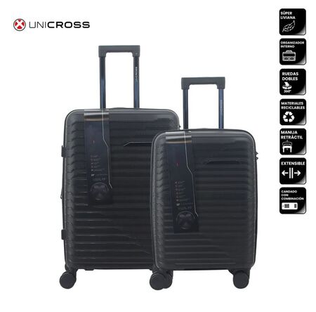 Set 2 valijas Unicross con ruedas 360° candado incorporado color negro