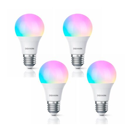 Combo 4x Bombilla LED RGB Inteligente Dekkin SMH-BI-001 9W WiFi BT