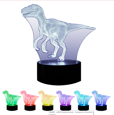 Lampara Nocturna Gadnic Dinosaurio 3D 16 Tonos